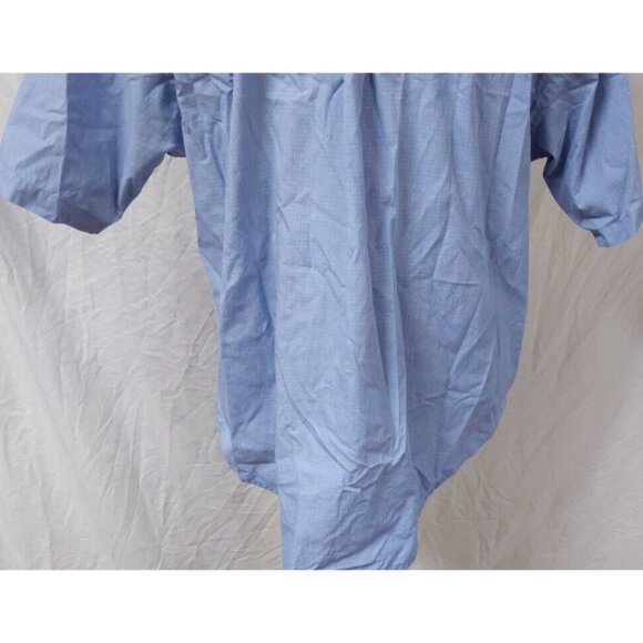 Puritan Wrinkle Resistant Men's Large Blue Check Geometric Short Sleeve Shirt - Picture 10 of 11